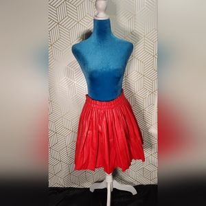 Womens red faux leather skater skirt (Size Xl)